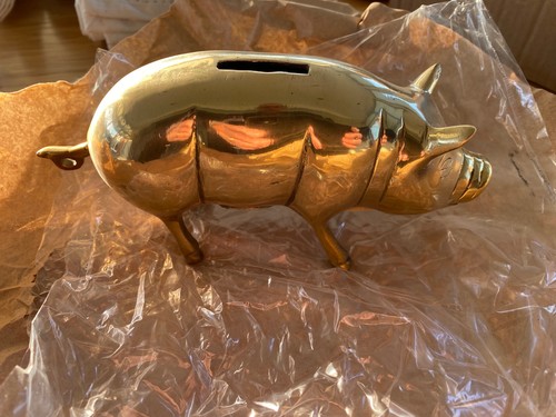 Vintage brass pig money - vintage,