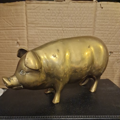 Vintage brass piggy bank - brass,