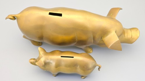 Two vintage cast brass - two,