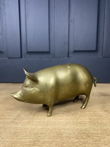 Vintage solid brass - vintage, piggy