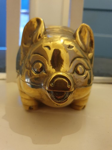 Brass pig money - , 15.5cm/